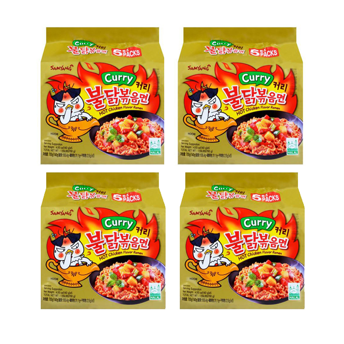 JP012 Samyang Hot Spicy Curry Ramen PROMO COMBO OF FOUR - 4X5PX140G